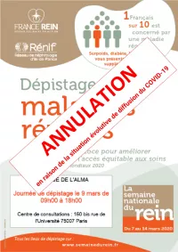 ANNULATION Journée de dépistage des maladies rénales